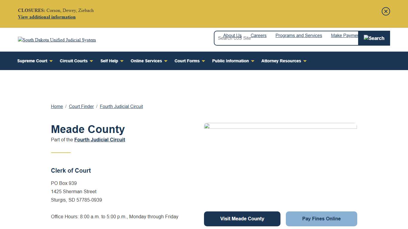 Meade County South Dakota Unified Judicial System SD UJS