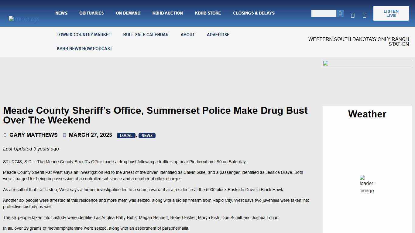 Meade County Sheriff's Office, Summerset Police make drug bust over the weekend - KBHB News